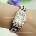 Diamond ethnic flavor cloth band square lady vogue watch